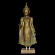 Bouddha debout en bronze dor